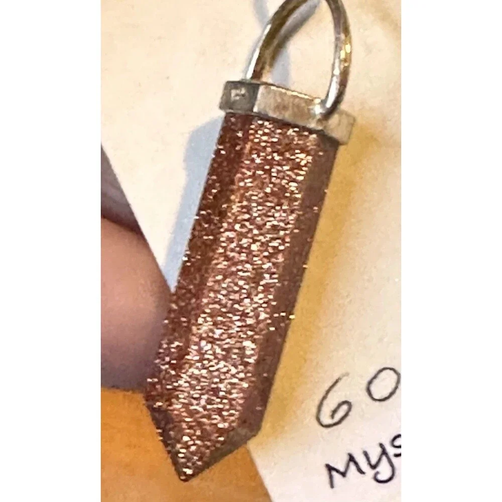 Goldstone Energy Pendant 925 Silver mount Confidence Strength Mystical Sedona